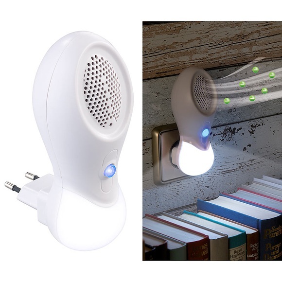 newgen medicals 2in1-Steckdosen-Ionisator-Luftreiniger & LED-Nachtlicht, bis 15 m²