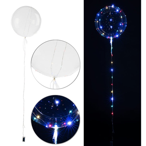 infactory Luftballon mit Lichterkette, 40 Farb-LEDs, Ø 30 cm, transparent