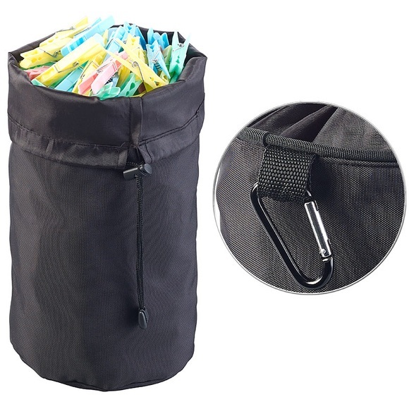 Pearl Robuster Wäscheklammer-Beutel mit Karabiner-Haken für bis 100 Klammern