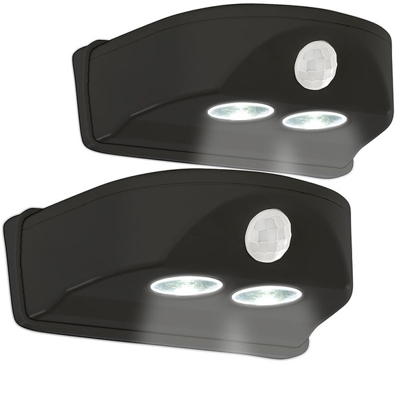 Luminea 2er-Set LED-Türleuchten, Bewegungs-/Lichtsensor, 0,4 W, 50 lm, schwarz