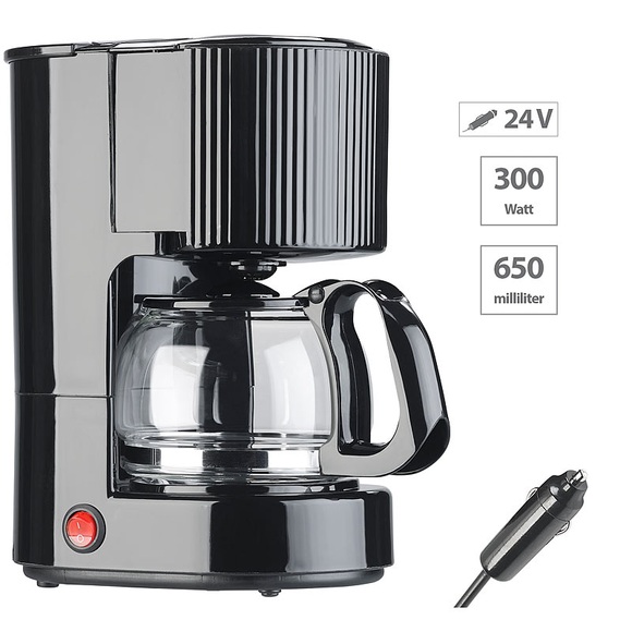 Rosenstein & Söhne LKW-Filterkaffee-Maschine, bis zu 3 Tassen, 650 ml, 24 Volt, 300 Watt