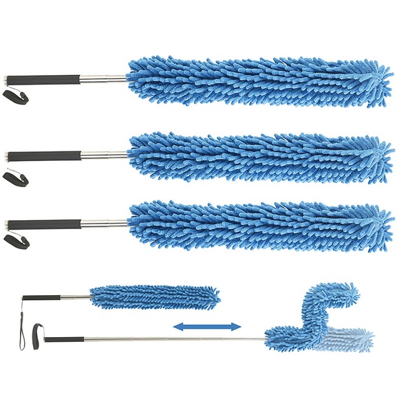 Sichler Haushaltsgeräte 3er-Set Formbare Mikrofaser-Staubwedel mit Teleskop-Griff, bis 135 cm