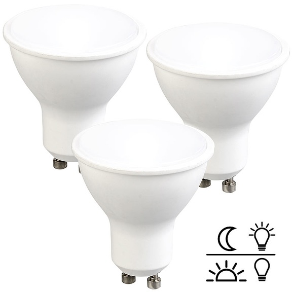 Luminea 3er-Set LED-Spot GU10 mit Lichtsensor, weiss 4000 K, 5 Watt, 300 Lumen