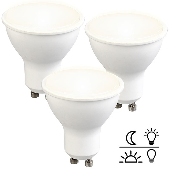 Luminea 3er-Set LED-Spot GU10, Lichtsensor, warmweiss 3000 K, 5 Watt, 300 Lumen