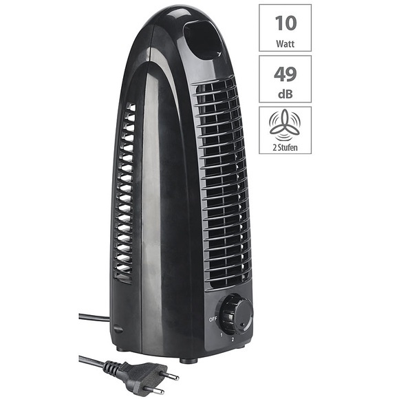 Sichler Haushaltsgeräte Turm-Tischventilator VT-110 mit 2 Geschwindigkeits-Stufen, 10 Watt