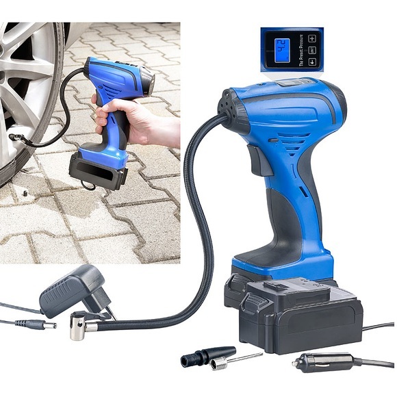Akku-Kompressor-Luftpumpe für Reifen, Bälle u.v.m., LCD, bis 116 psi