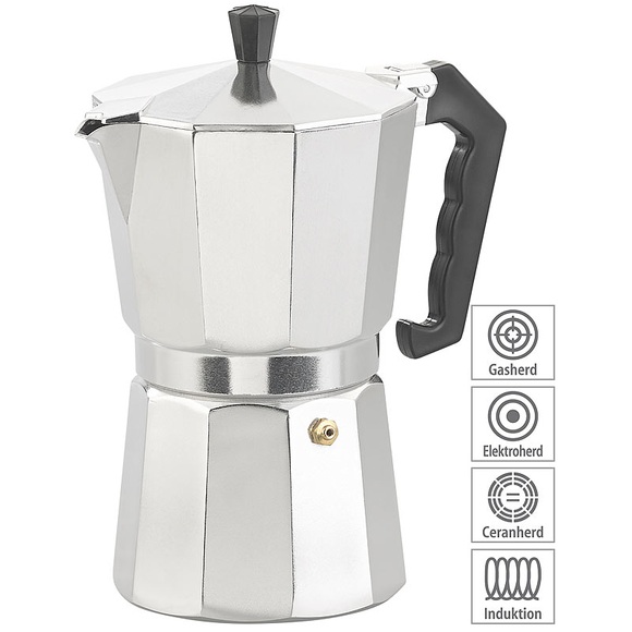 Cucina di Modena Espresso-Kocher für 9 Tassen, 400 ml, für alle Herd-Arten geeignet