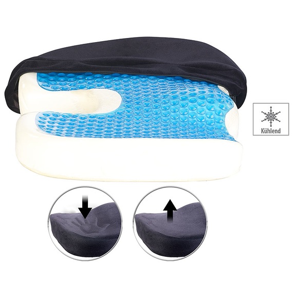 newgen medicals Memory-Foam-Sitzkissen mit Gel-Schicht und Anti-Rutsch-Bezug