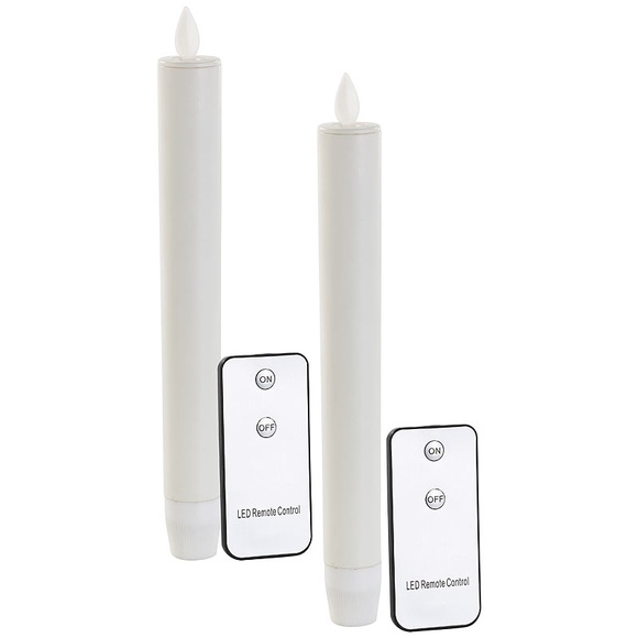 Britesta LED-Stabkerze mit beweglicher Flamme und Fernbedienung, weiss, 2er-Set