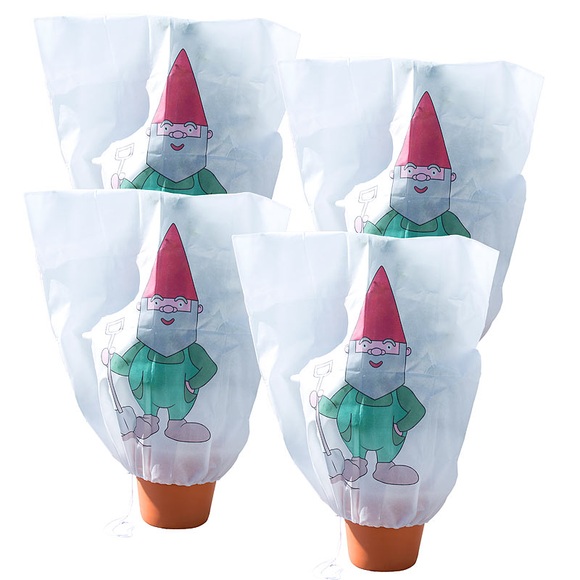 infactory 4er-Set Winterschutz-Haube "Gartenzwerg" für Pflanzen, 110 x 120 cm