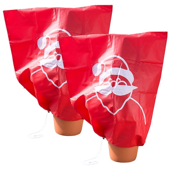 infactory 2er-Set Winterschutz-Haube "Weihnachtsmann" für Pflanzen, 110 x 120 cm