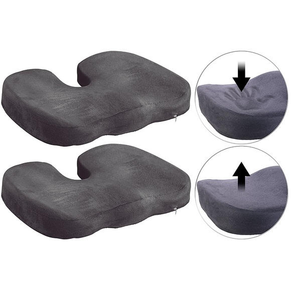 Lescars 2er-Set Memory-Foam-Sitzkissen für bequemes Sitzen im Auto, Büro & Co.