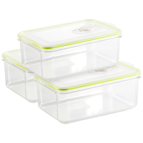 Rosenstein & Söhne Vakuumier-Box f.Handvakuumierer, 1,3 L. Volumen, 21,5 x 13,8 cm,3erSet
