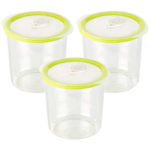 Rosenstein & Söhne Runde Vakuumierdose mit 1 Liter Volumen, 14,2 x 12,3 cm, 3er-Set
