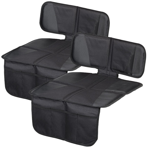 Lescars 2er-Set Kindersitz-Unterlage "Basic", 3 Netztaschen, Isofix-geeignet