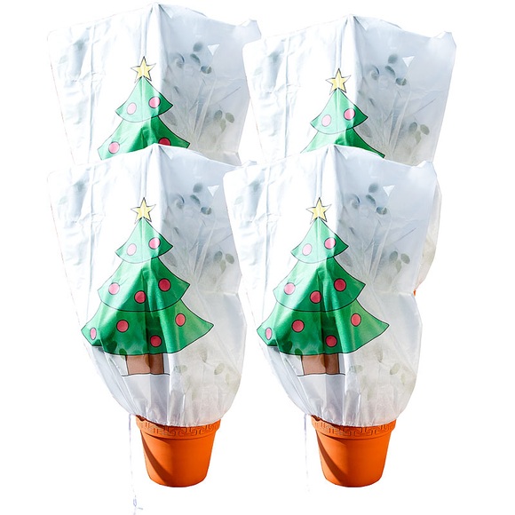 infactory 4er-Set Winterschutz-Haube "Weihnachtsbaum" für Pflanzen, 110 x 120 cm