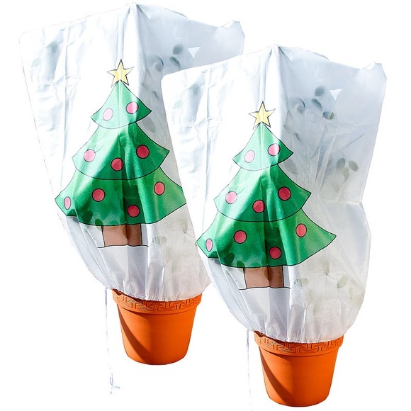 infactory 2er-Set Winterschutz-Haube "Weihnachtsbaum" für Pflanzen, 110 x 120 cm