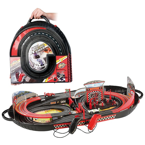 Playtastic Portable Rennbahn im Koffer - Komplett-Set mit 2 Autos
