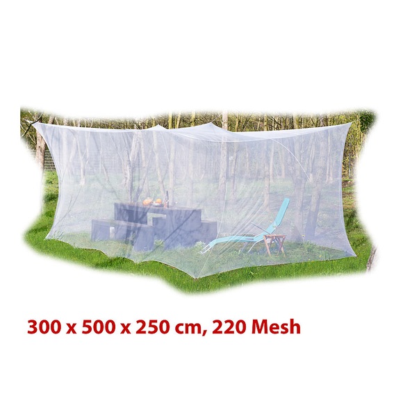 infactory XXL-Moskitonetz für Innen & Aussen, 300 x 500 x 250 cm, 220 Mesh, weiss