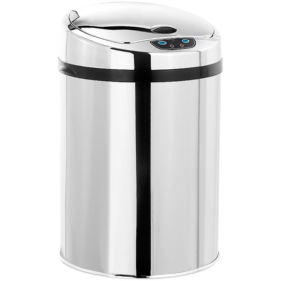 infactory Abfalleimer mit Hand Bewegungssensor und Edelstahl-Korpus, 9 Liter