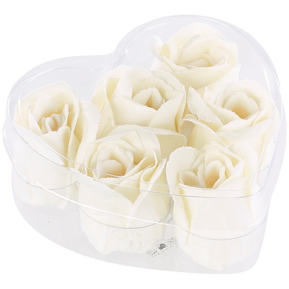 Pearl 6 cremeweisse Rosen-Duftseifen in Geschenk-Box