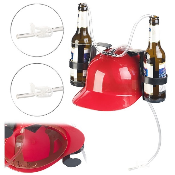 infactory Bierhelm mit 2 Dosenhaltern und Trinkschlauch