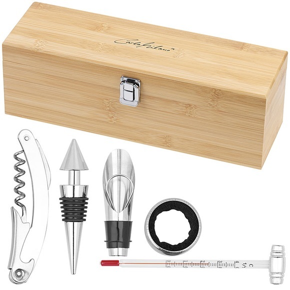 Carlo Milano 5-teiliges Sommelier-Set in edler Geschenkbox für 1 Weinflasche