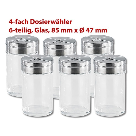 Rosenstein & Söhne Stilvolles Gewürzstreuer-Set aus Glas, 6-teilig