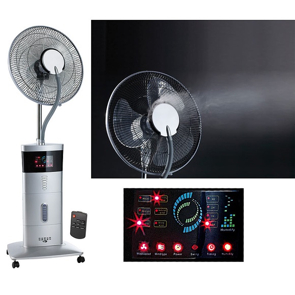 Sichler Haushaltsgeräte Kühl-Ventilator mit Sprühnebel & Ionisator, 100 Watt