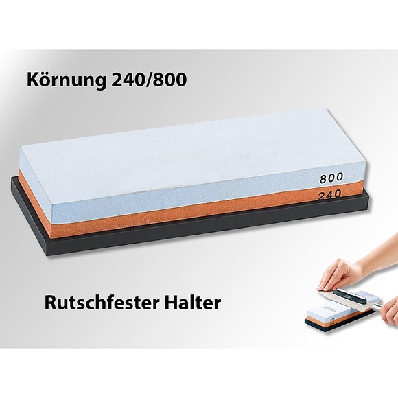 TokioKitchenWare Doppel-Wasser-Schleifstein mit rutschfestem Halter, Körnung 240/800