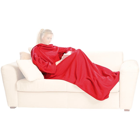 Fleece-Kuscheldecke mit Ärmeln, weinrot
