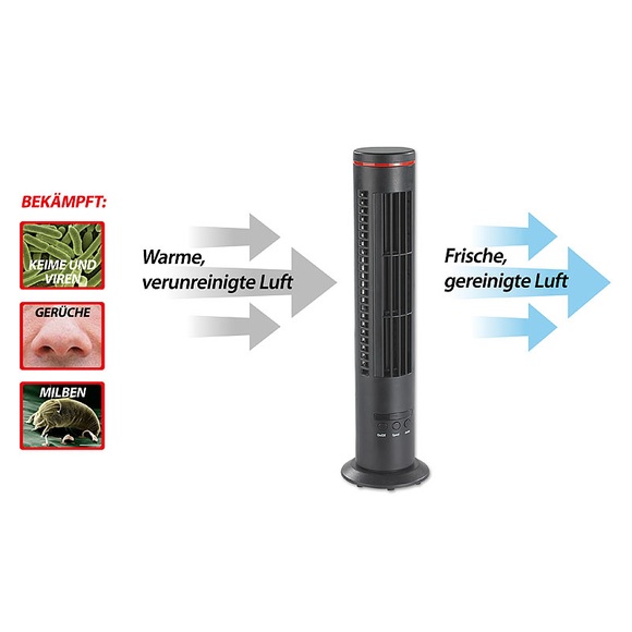 newgen medicals Mini-Tisch-Turmventilator VT-194.T mit Ionisator & Luftreiniger, USB