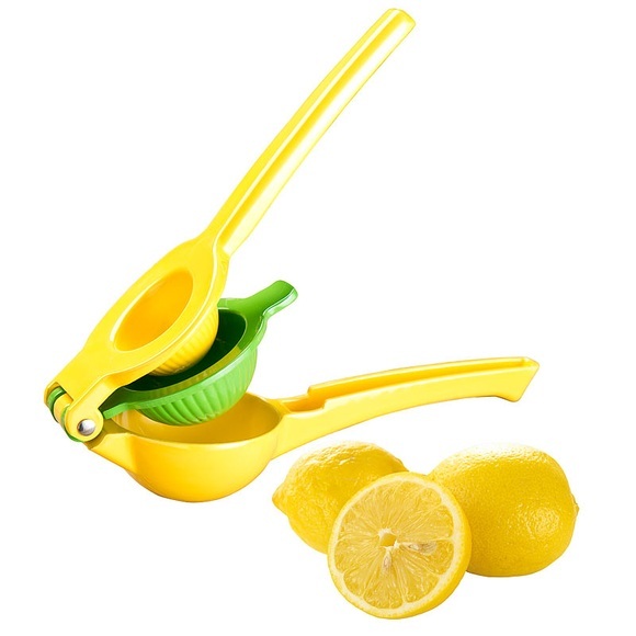 Rosenstein & Söhne 2in1-Metall-Zitruspresse, 2 Schalen für Zitronen & Limetten, Ø6&7,5cm