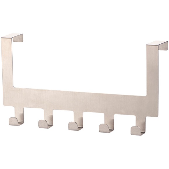 Carlo Milano Edelstahl-Türgarderobe mit 5 Haken, für Türen von 35 - 45 mm Dicke