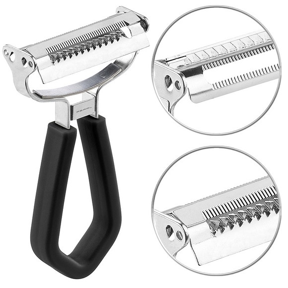 Pearl 2in1-Edelstahl-Schäler mit 2 Pendelklingen für Sparschäler & Julienne