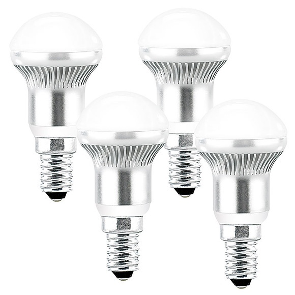 Luminea 3x1W-LED-Energiesparlampe, R50, E14, kaltweiss, 185 lm, 4er-Set