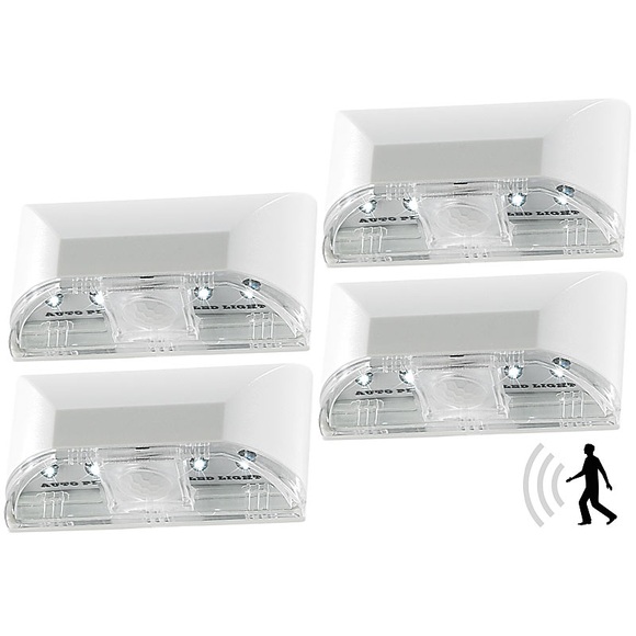 Lunartec Automatische LED-Türbeleuchtung mit PIR-Sensor im 4er-Set