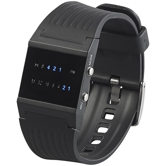 St. Leonhard Binär-Armbanduhr "Future Line" mit blauer Anzeige, für Herren