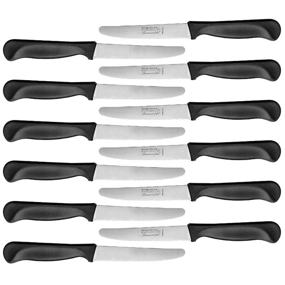 Rosenstein & Söhne Frühstücksmesser mit Wellenschliff aus rostfreiem Chromstahl, 12er-Set