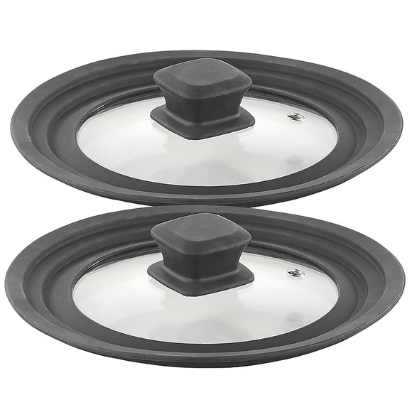 Rosenstein & Söhne 2er-Set Universal-Glasdeckel mit Silikonrand (16 - 20 cm)