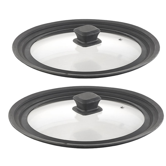 Rosenstein & Söhne 2er-Set Universal-Glasdeckel mit Silikonrand (24 - 28 cm)
