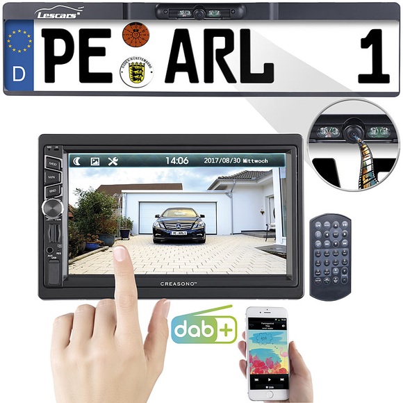 2-DIN-DAB+/FM-Autoradio mit Funk-Rückfahr-Kamera