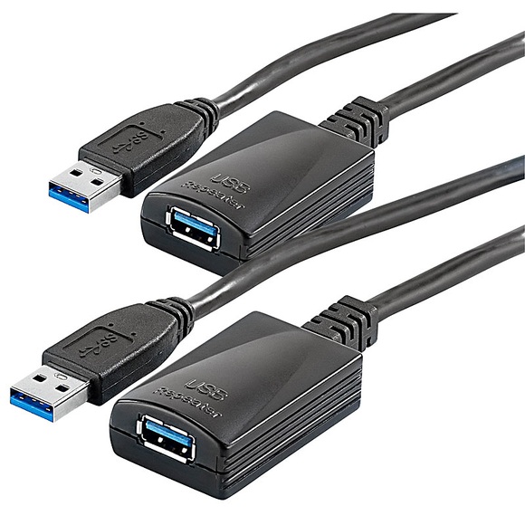 2er-Set USB 3.0 Verlängerung aktiv (inkl. 5m Anschlusskabel)