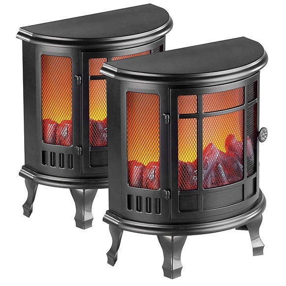 Carlo Milano 2er Pack Deko-Elektrokamin mit Flammen-Effekt, Batterie-Betrieb