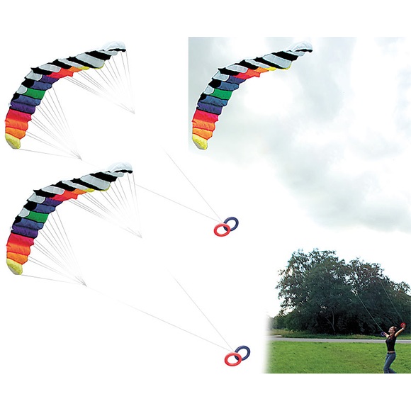 infactory 2er Pack XXL-Lenkdrachen "Speed" mit 2 Meter Spannweite & 30 M Schnur