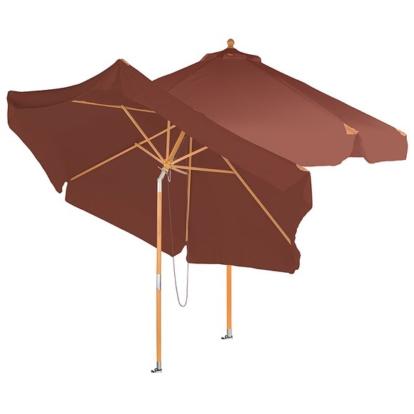Royal Gardineer 2er-Set neigbare Sonnenschirme mit Holzgestell, Ø 3 m, taupe