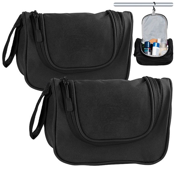 Pearl 2er-Set Kulturbeutel mit Haken zum Aufhängen, je 3 Innenfächer, 2 l