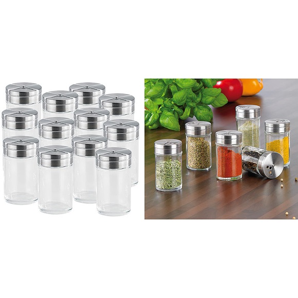 Rosenstein & Söhne 12-teiliges stilvolles Gewürzstreuer-Set aus Glas