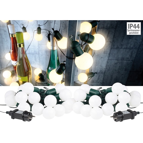 Lunartec 2er-Set LED-Lichterkette mit je 20 Lämpchen, 1,2 W, warmweiss, IP44