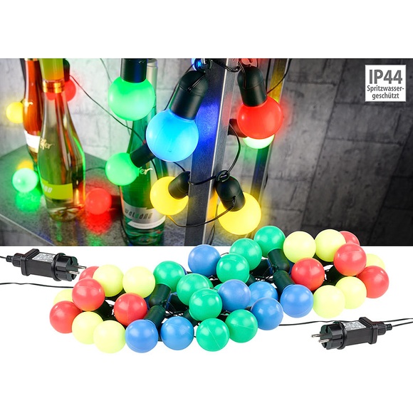 Lunartec 2er-Set LED-Lichterkette mit je 20 Lämpchen, 4-farbig, 1,2 W, IP44